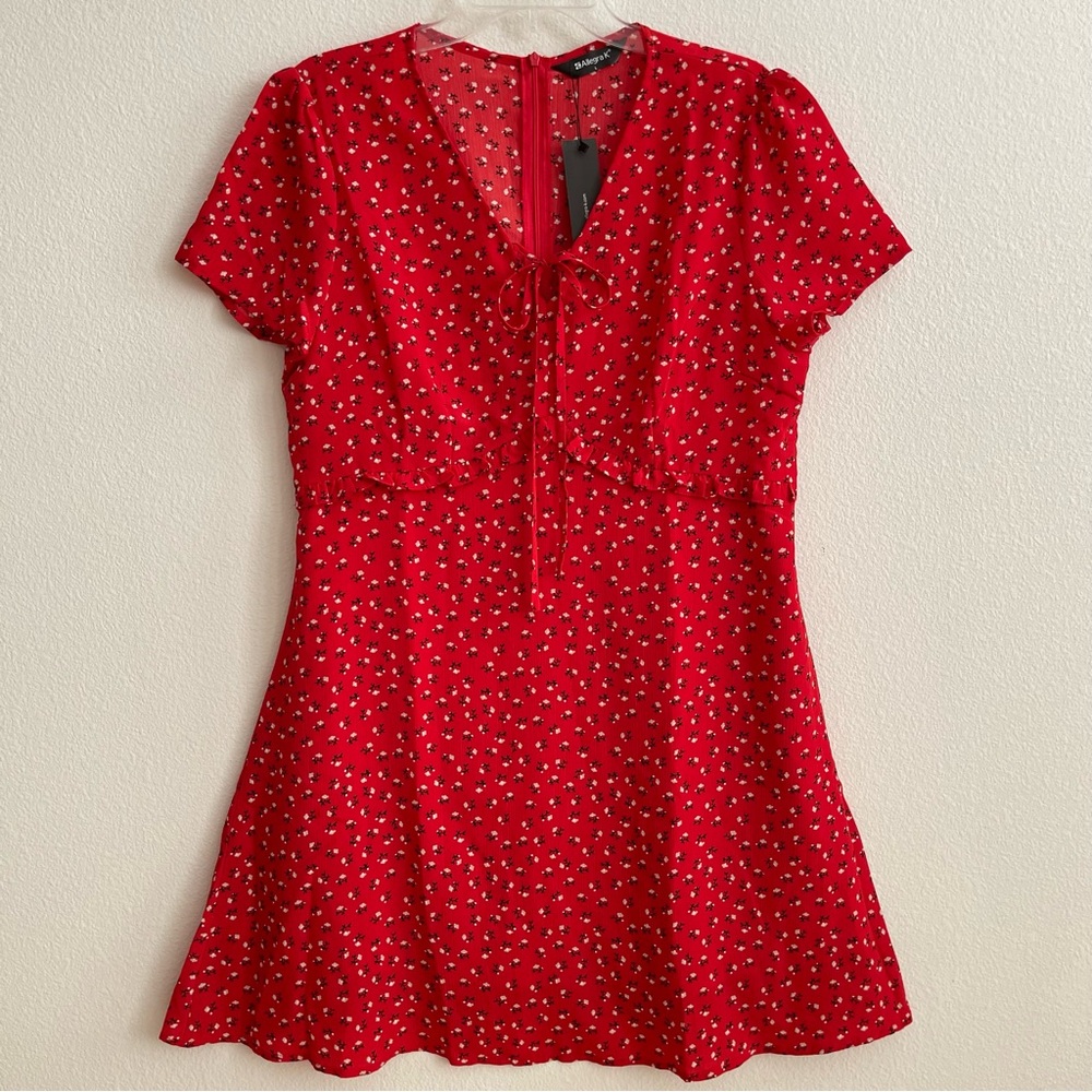 Allegra K Mini Dress Ditsy Floral Print Fit & Flare Size Large